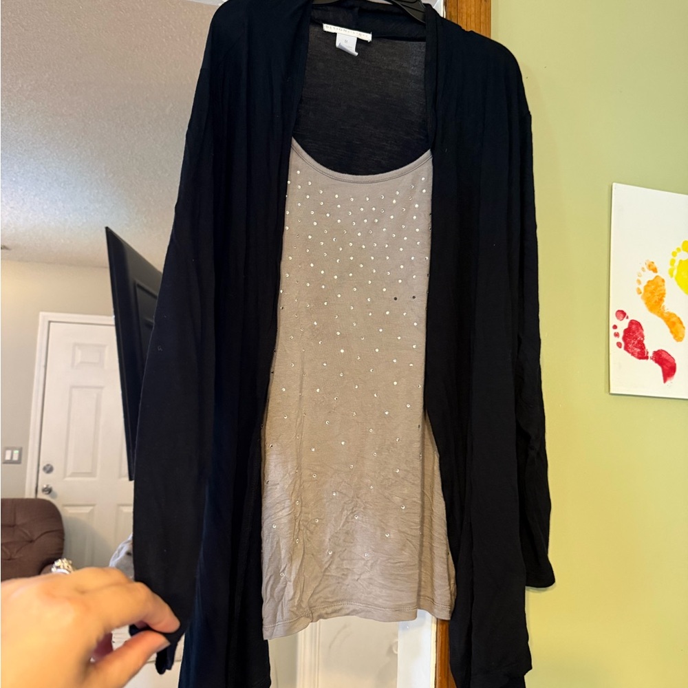 Design History Black and Cream Layered Blouse